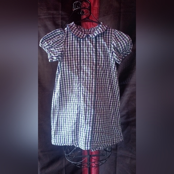 FUNTASIA TOO Dallas navy and green plaid float dress size 6 vintage - Picture 1 of 4